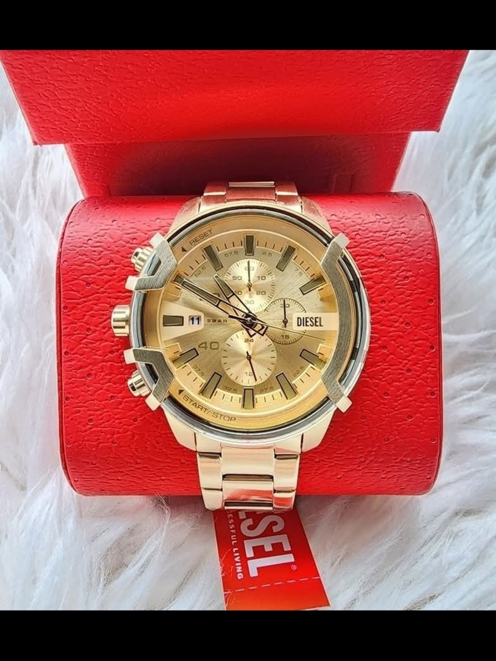 DIESEL Gold-Tone Chronograph Bracelet Watch Original Brand New